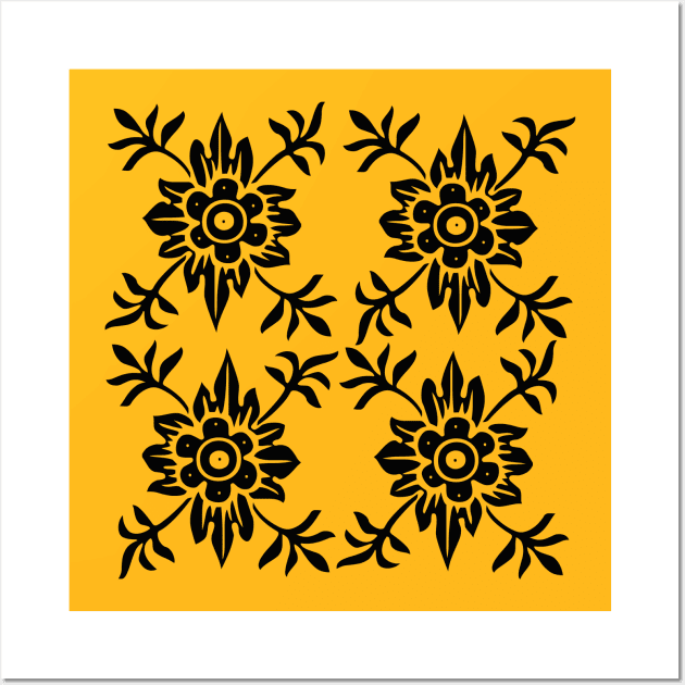 Black Floral Pattern Wall Art by TheDaintyTaurus